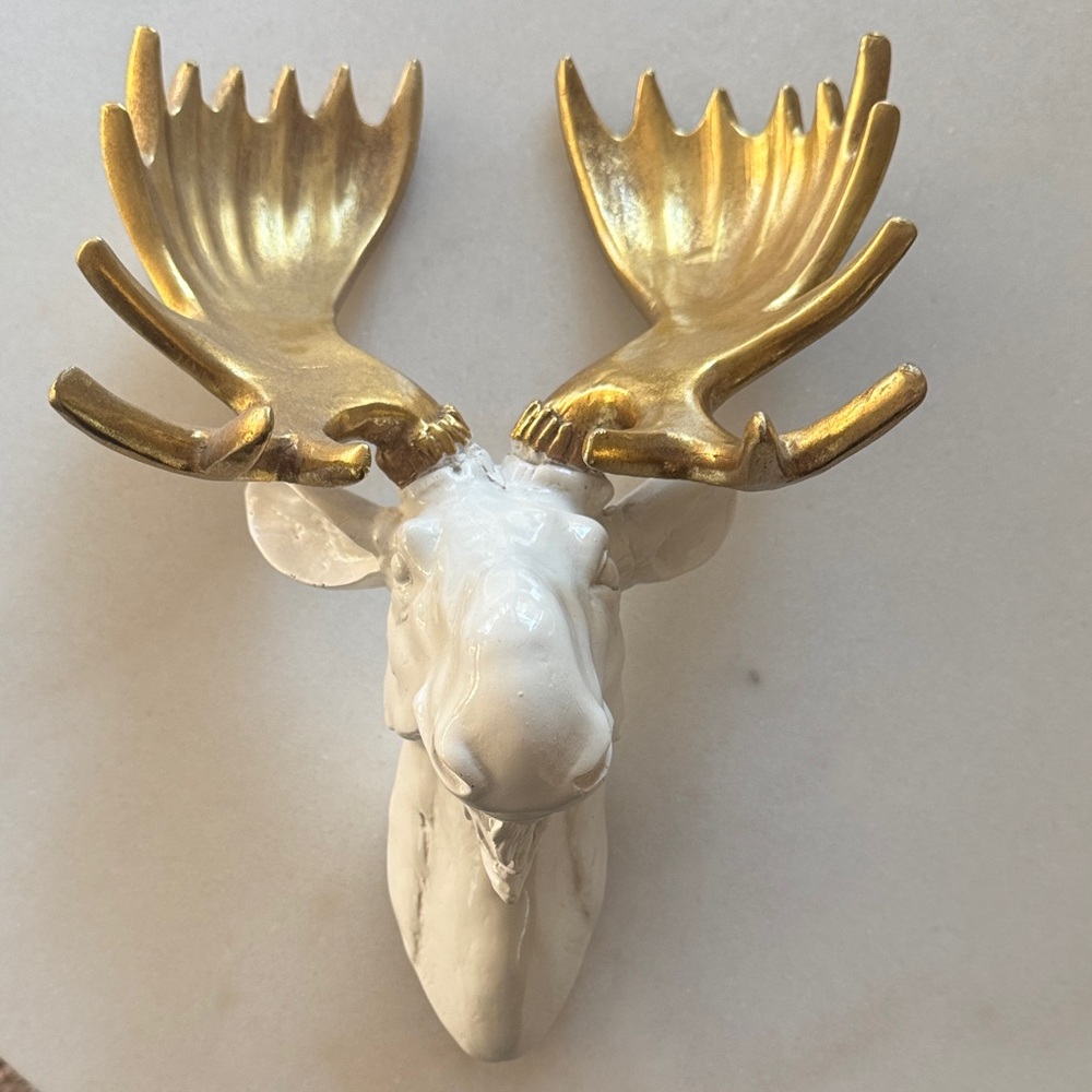 Gold and White Moose Wall Decor